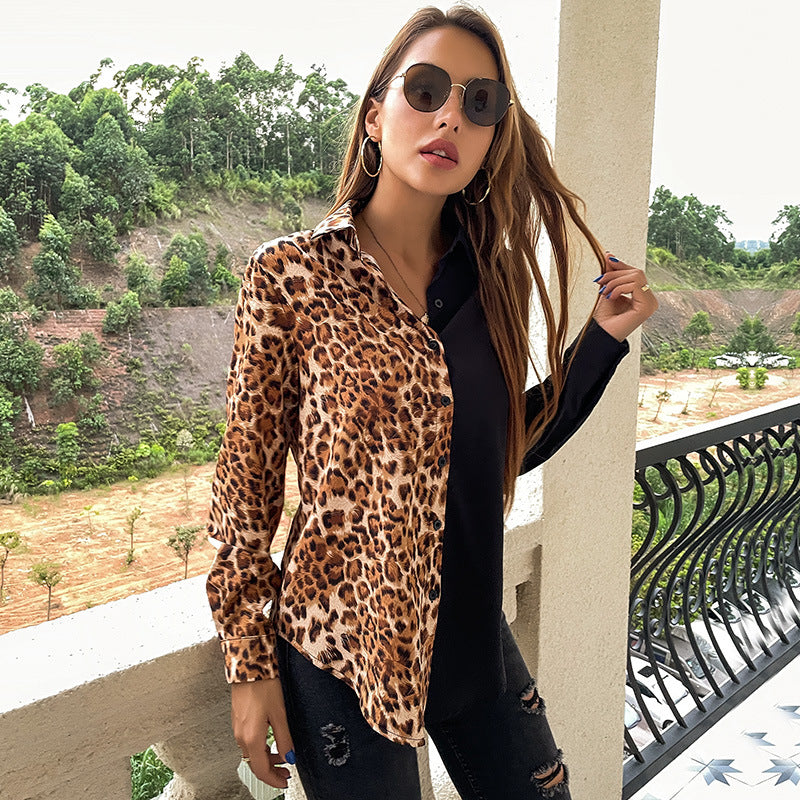 Patch-work Leopard and Black Blouse