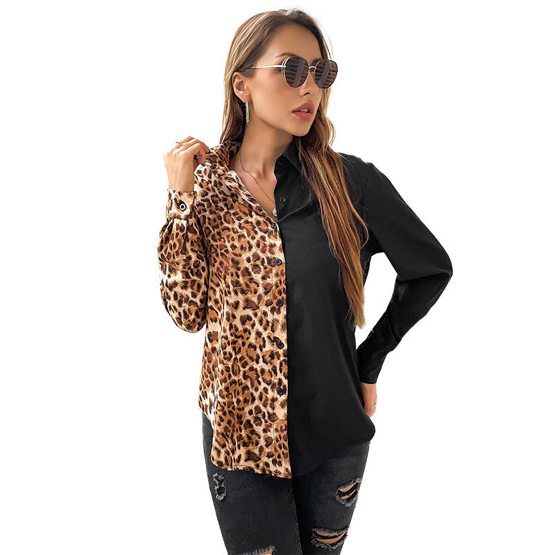 Patch-work Leopard and Black Blouse