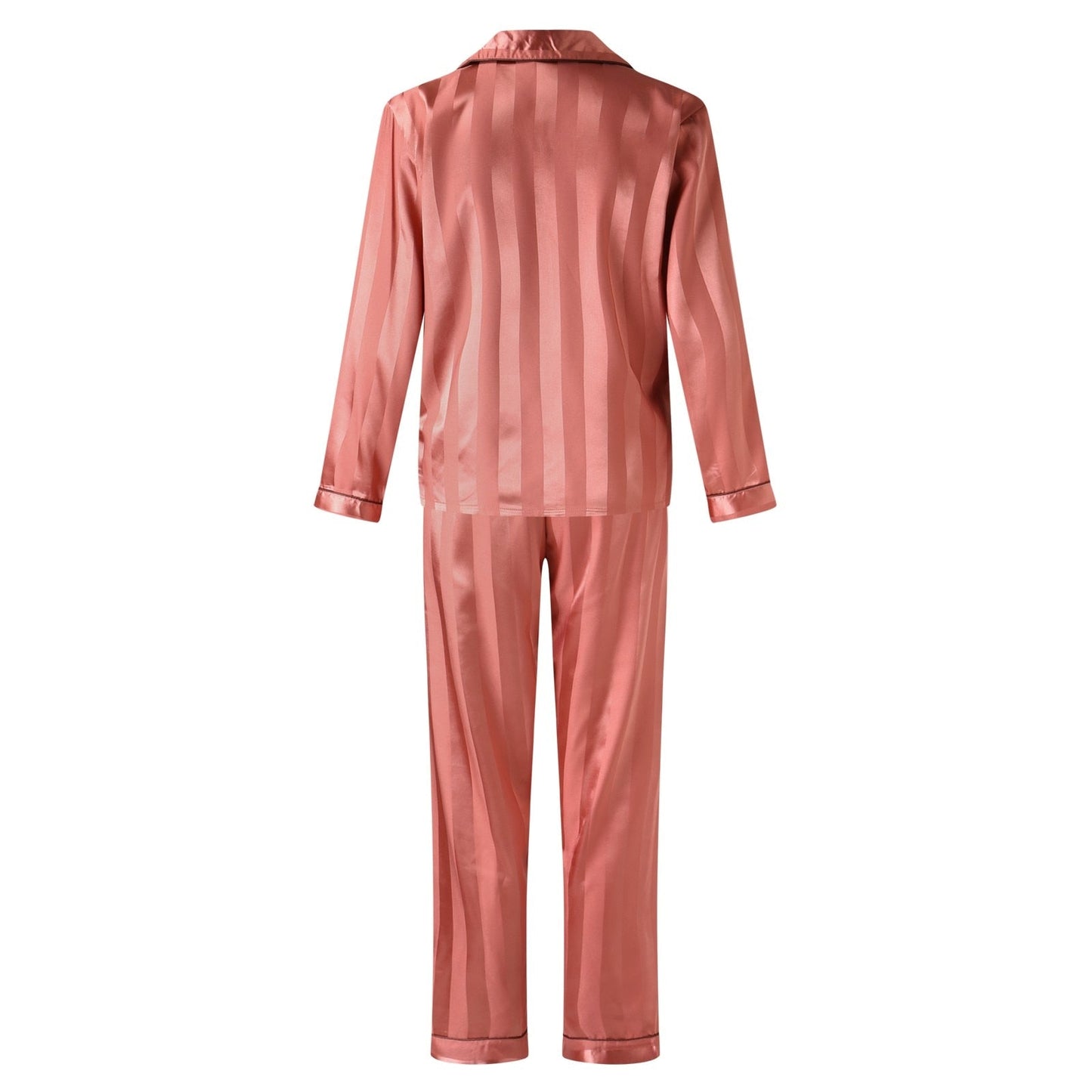 JuliaFashion-Ice Silk 2 Pieces Satin Pajamas Set Sleepwear