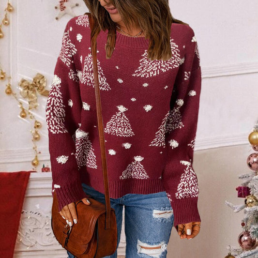 JuliaFashion-Christmas Women's Casual Thickened Knitted Sweater Long Sleeve Pullover