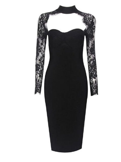 JuliaFashion-Lace Bandage Bodycon Elegant Dress