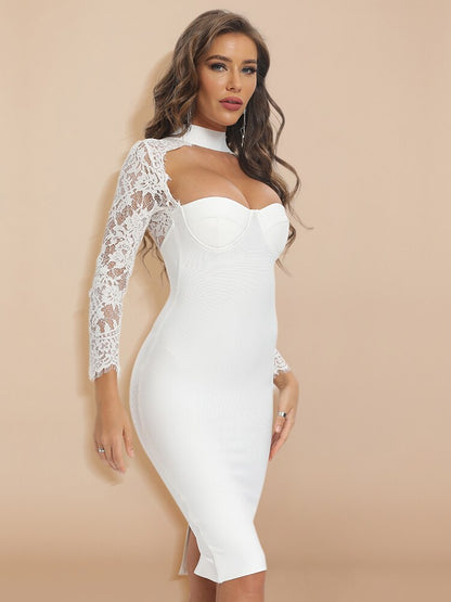 JuliaFashion-Lace Bandage Bodycon Elegant Dress