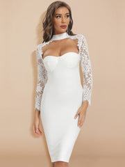 JuliaFashion-Lace Bandage Bodycon Elegant Dress
