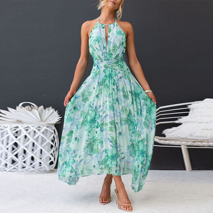 JuliaFashion - 2024 Sexy V-Neck Floral Backless Maxi Dress