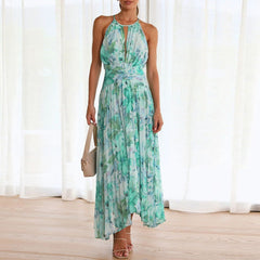 JuliaFashion - Sexy V-Neck Floral Backless Maxi Dress