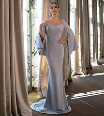 JuliaFashion-Beautiful Light Blue Satin Mermaid Evening Dress