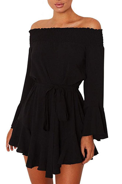 JuliaFashion-Enchanted Sleeves Off Shoulder Mini Dress