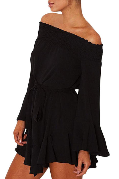 JuliaFashion-Enchanted Sleeves Off Shoulder Mini Dress