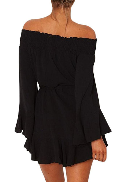 JuliaFashion-Enchanted Sleeves Off Shoulder Mini Dress