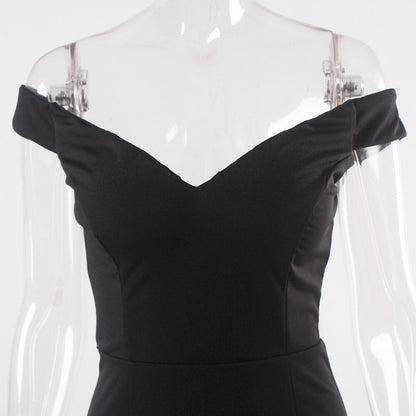 JuliaFashion-Black Off The Shoulder Formal Dress