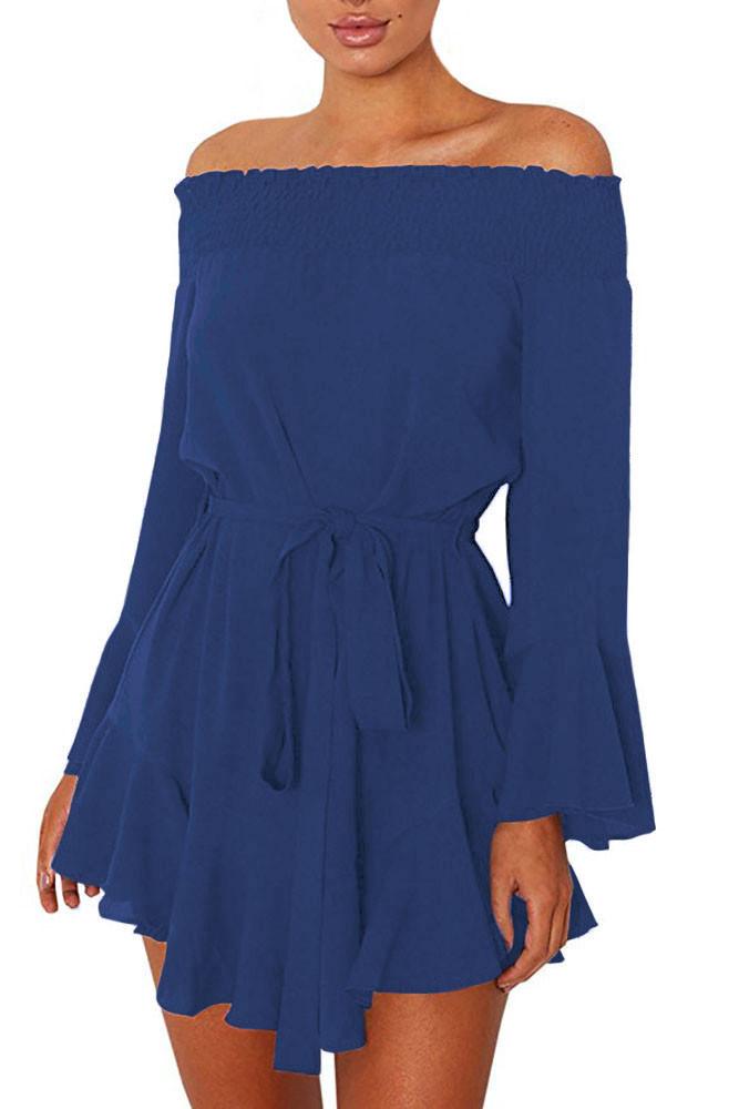 JuliaFashion-Enchanted Sleeves Off Shoulder Mini Dress