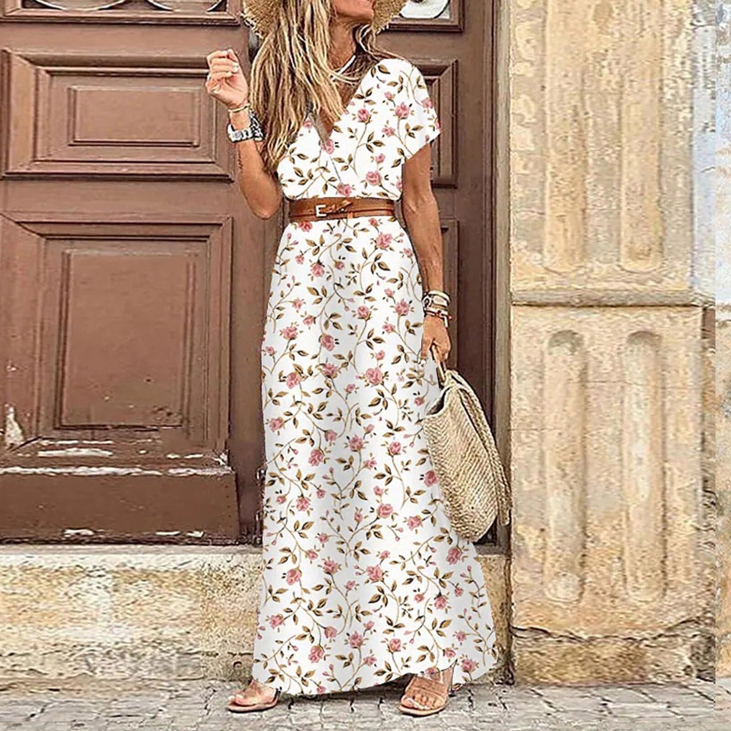 JuliaFashion-Casual Short Sleeve Evening Robe