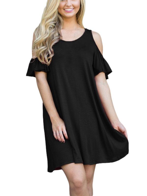 JuliaFashion - 2024 Run Away With Me Cold Shoulder Mini Dress