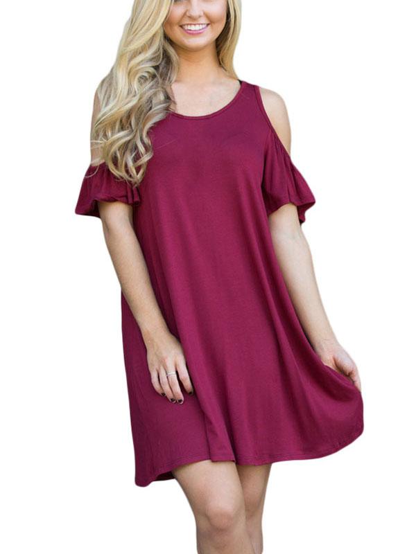 JuliaFashion - 2024 Run Away With Me Cold Shoulder Mini Dress