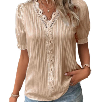 JuliaFashion-Elegant Vertical Stripe Blouses