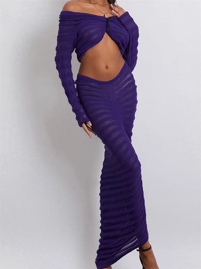 JuliaFashion - Alluring Skirts Sexy Off Shoulder Party Suits