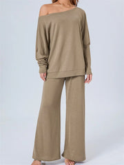 JuliaFashion - Loose Casual Off Shoulder T-shirts Pants Suits