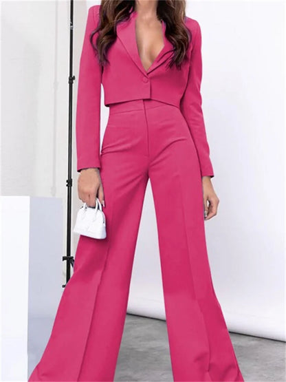 JuliaFashion - Elegant  Lapel Deep V-neck Blazers Pants Suits