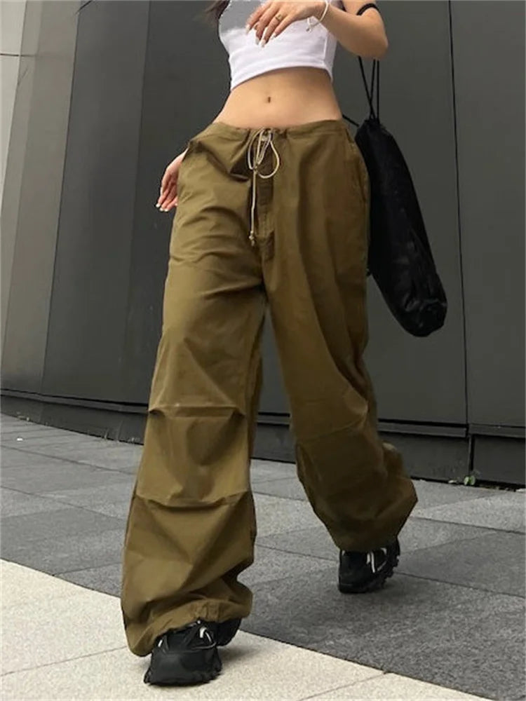 JuliaFashion - Y2K Casual Wide Leg Baggy Cargo Jogger Pants