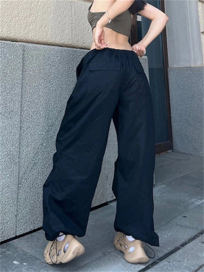 JuliaFashion - Y2K Casual Wide Leg Baggy Cargo Jogger Pants