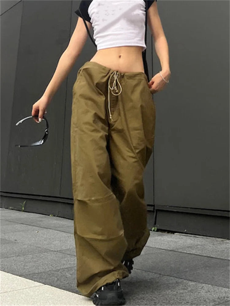 JuliaFashion - Y2K Casual Wide Leg Baggy Cargo Jogger Pants