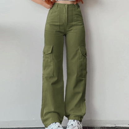 JuliaFashion-Casual Solid Wide Leg Sweatpants Trousers