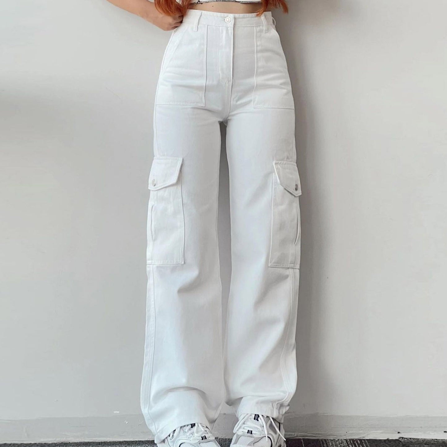 JuliaFashion-Casual Solid Wide Leg Sweatpants Trousers