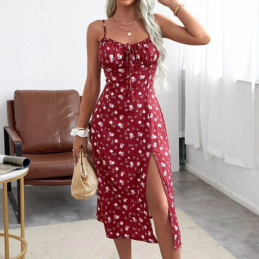 JuliaFashion - 2024 Sexy Strappy Floral Print Boho Dress