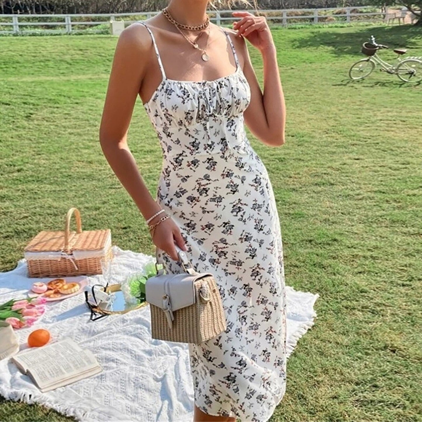 JuliaFashion - 2024 Sexy Strappy Floral Print Boho Dress