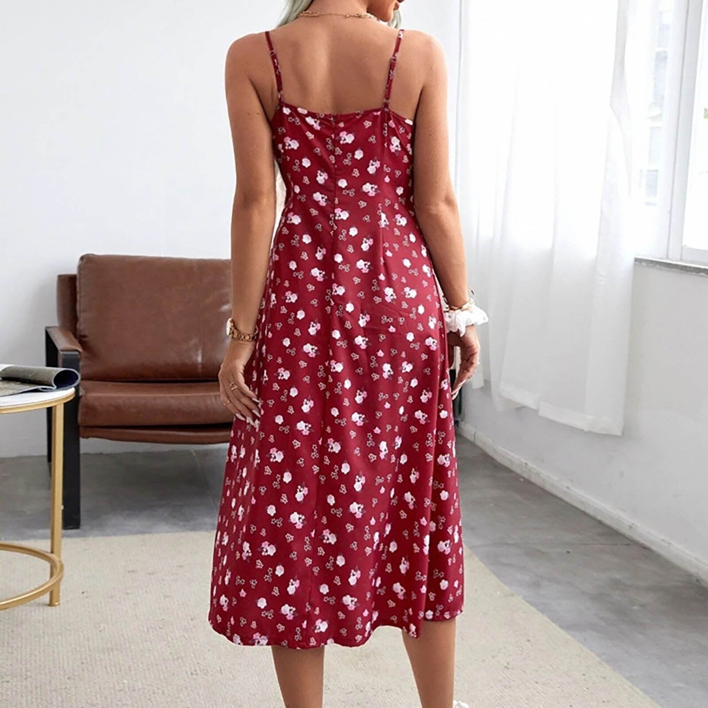 JuliaFashion - 2024 Sexy Strappy Floral Print Boho Dress