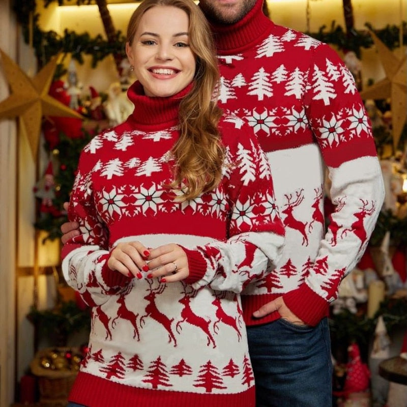 JuliaFashion-Christmas Couples Matching Sweaters 2024 New Year's Pullovers