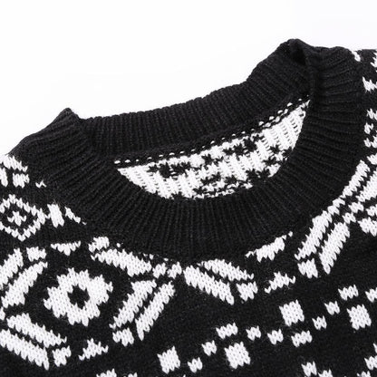 JuliaFashion-Christmas Women Christmas Deer Warm Knitted Long Sleeve Sweater