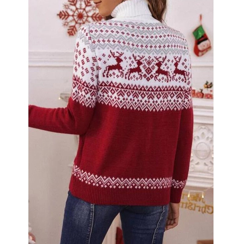 JuliaFashion-Christmas Sweaters Fashion Couple Matching Turtleneck Knitted Pullover