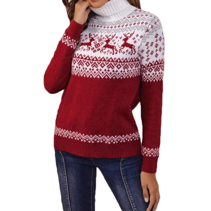 JuliaFashion-Christmas Sweaters Fashion Couple Matching Turtleneck Knitted Pullover