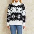 JuliaFashion-Christmas Women Sweater Long Sleeve Turtleneck Knitwear Loose Knitted Pullovers