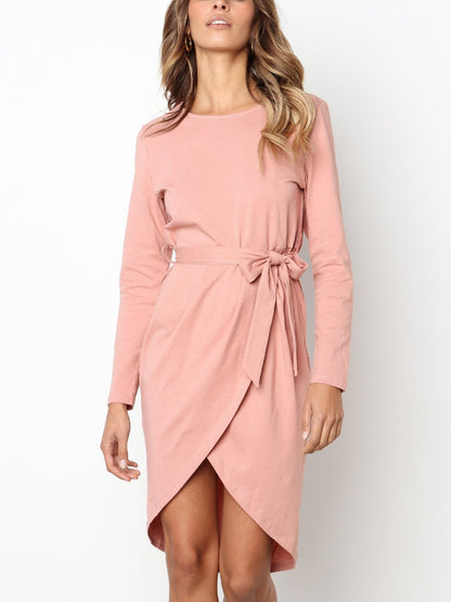 JuliaFashion-Cocktail Hour Boat Neck High-Low Dress