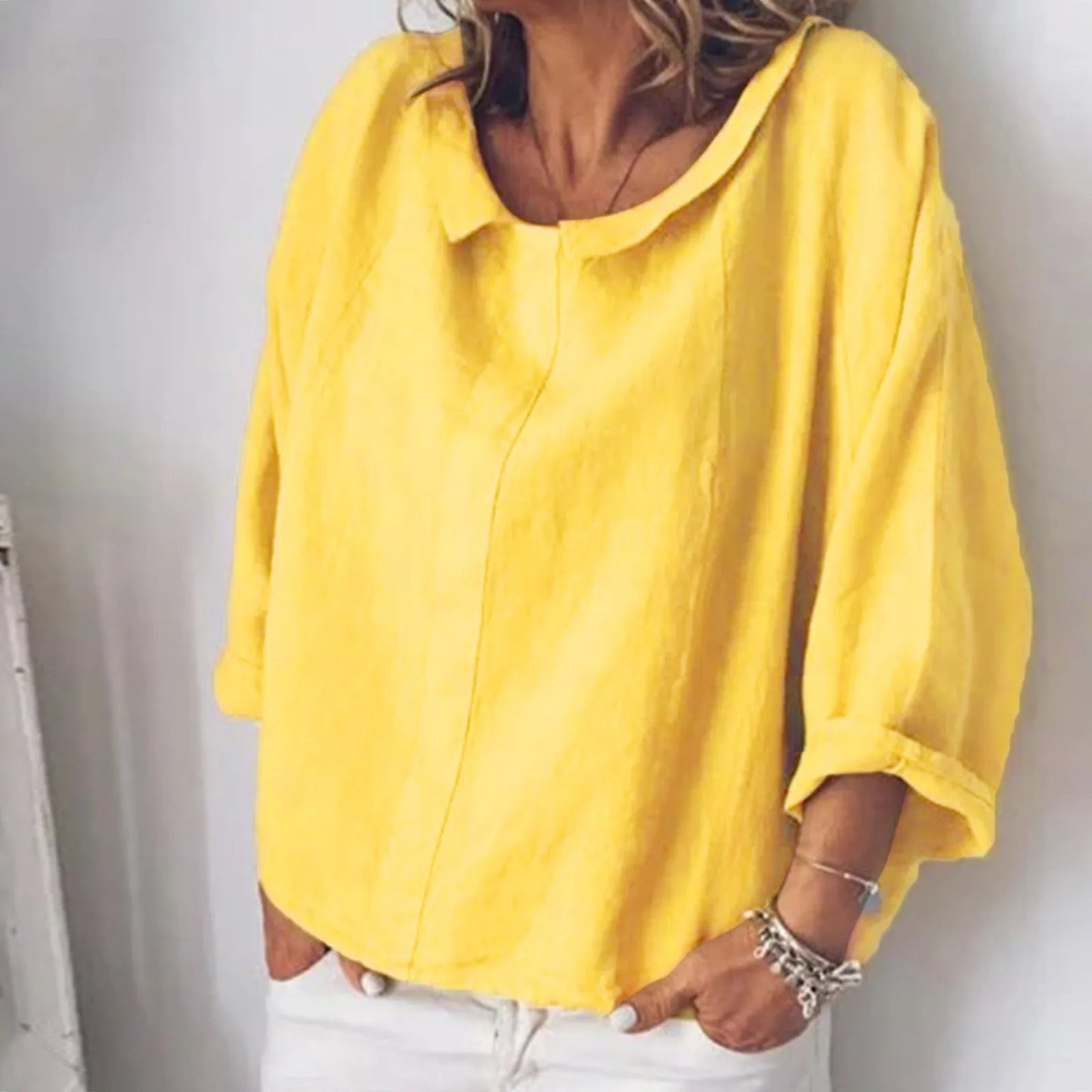 JuliaFashion - 2024 Spring Summer Solid Sleeve Shirt