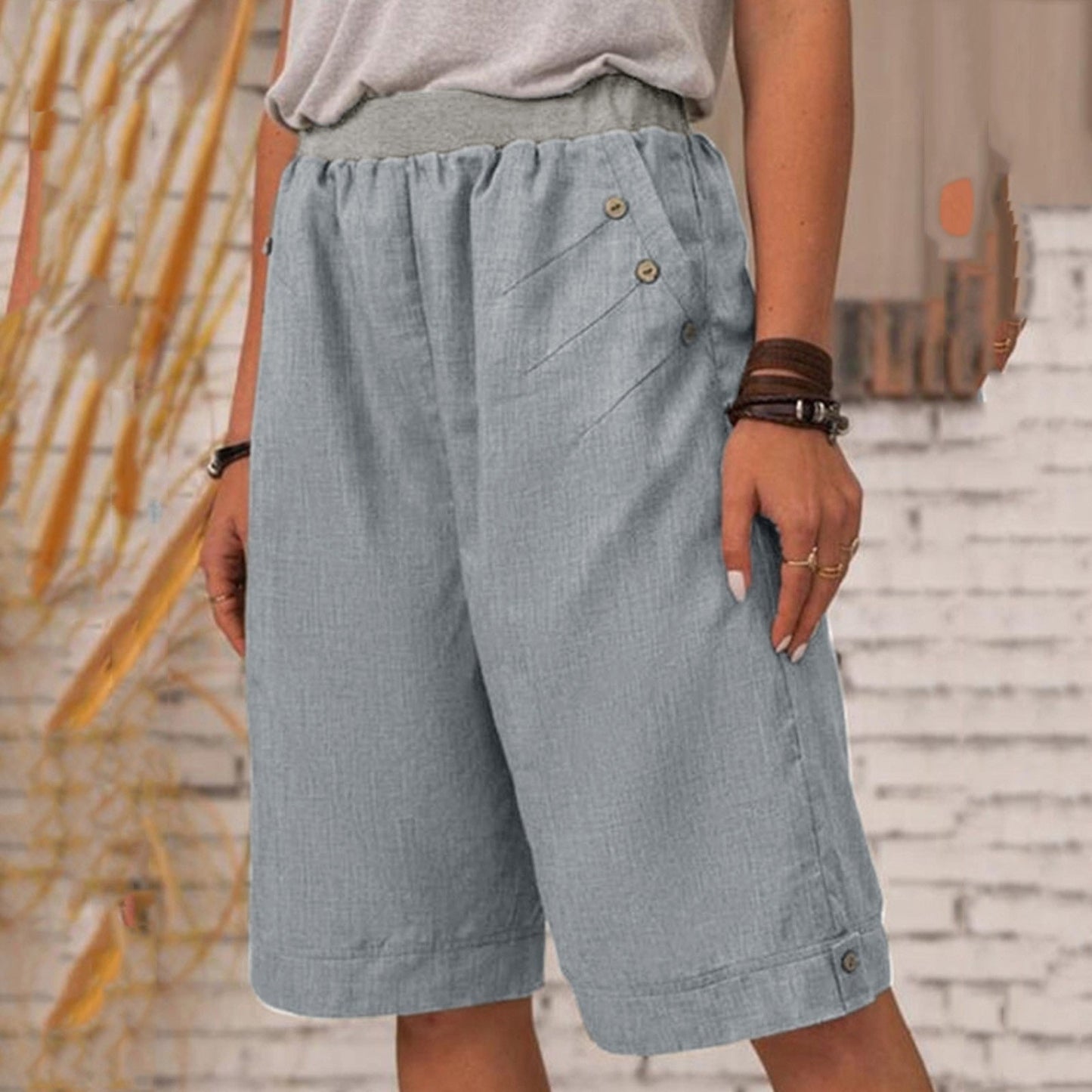 JuliaFashion - 2024 Soft Loose Knee-Length Sweatpants Short