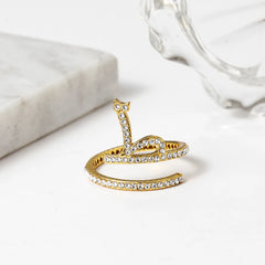 JuliaFashion-Handmade Dainty Gold Plated Crystal Ring