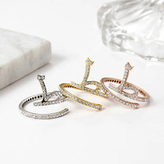 JuliaFashion-Handmade Dainty Gold Plated Crystal Ring