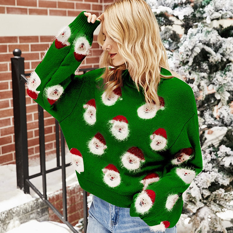 JuliaFashion-Cute Women's Pullover Sweater New Christmas Santa Claus Loose Tops