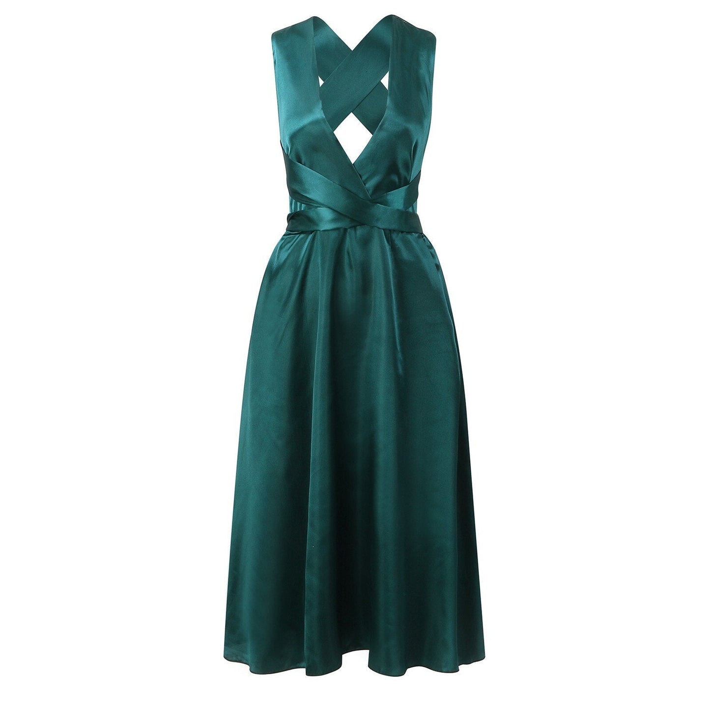 JuliaFashion-Deep V-Neck Split Streetwear Vestido