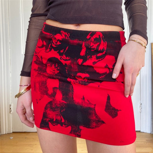 E-girl Punk Gothic Portrait Print Mini Skirts