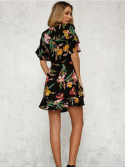 JuliaFashion-All Wrapped Up Floral Mini Dress
