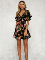 JuliaFashion-All Wrapped Up Floral Mini Dress