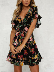 JuliaFashion-All Wrapped Up Floral Mini Dress