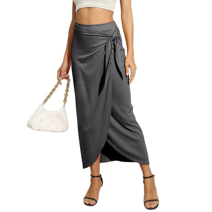 JuliaFashion-Elegant High Waist Wrap Pencil Maxi Skirt