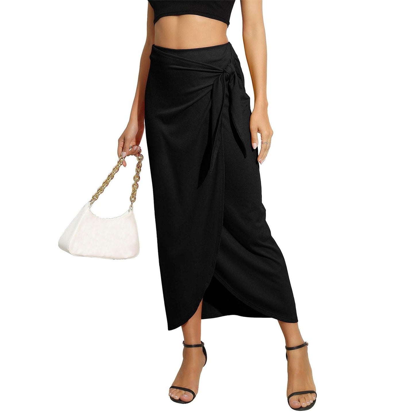 JuliaFashion-Elegant High Waist Wrap Pencil Maxi Skirt