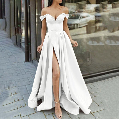 JuliaFashion - 2024 Strapless High Slit Maxi Dress