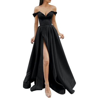 JuliaFashion - 2024 Strapless High Slit Maxi Dress